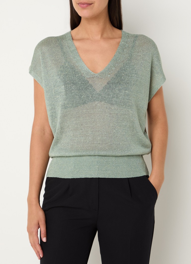 OPUS Pecki semi-transparent chunky knit top in linen blend