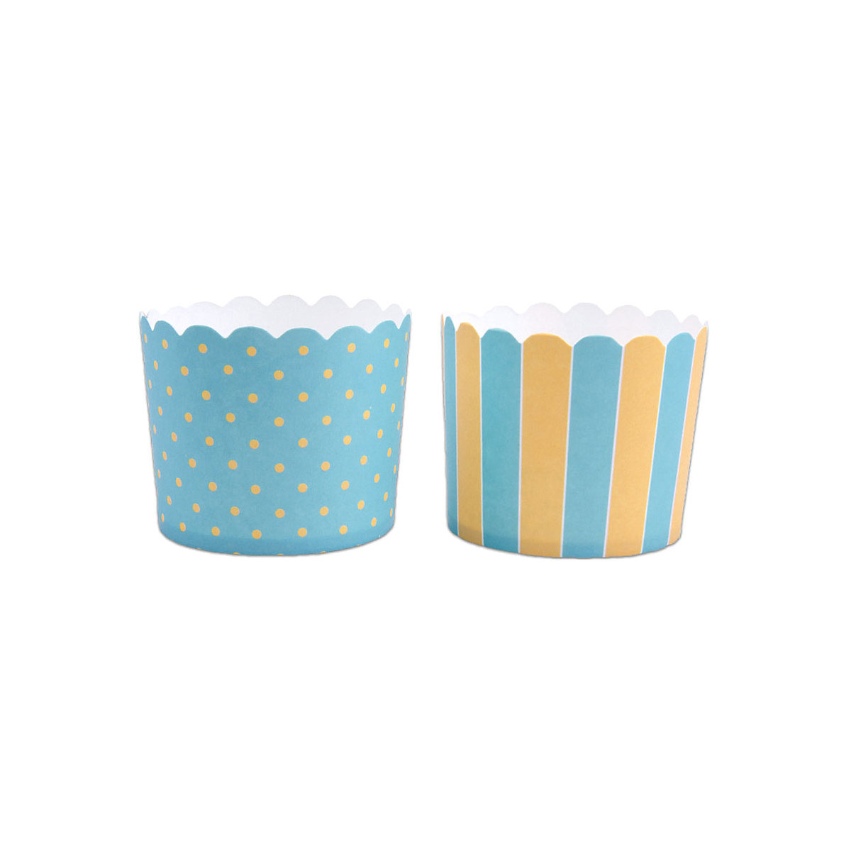 Muffinförmchen Punkte & Streifen blau/gelb, 12 Stück