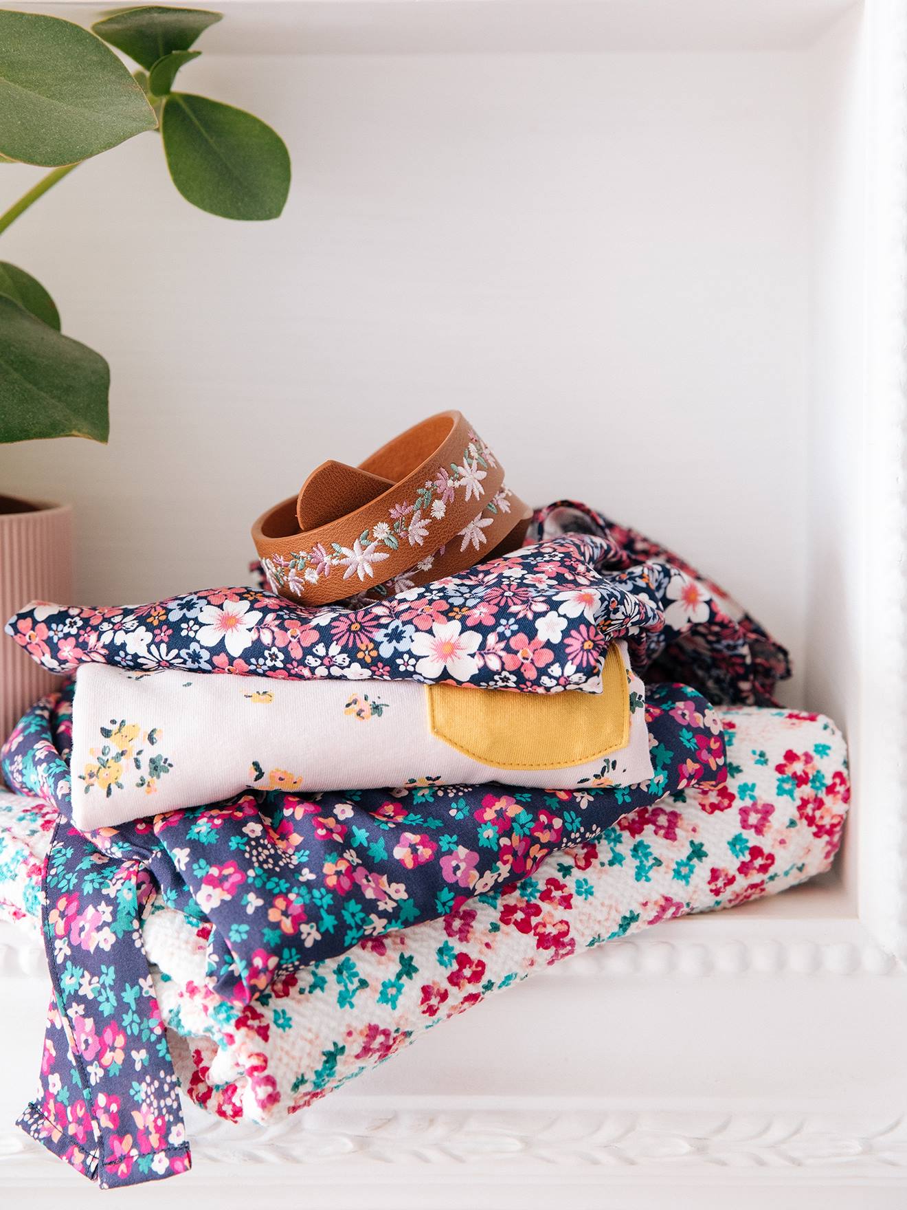 Robe effet portefeuille fille bleu imprimé fleurs