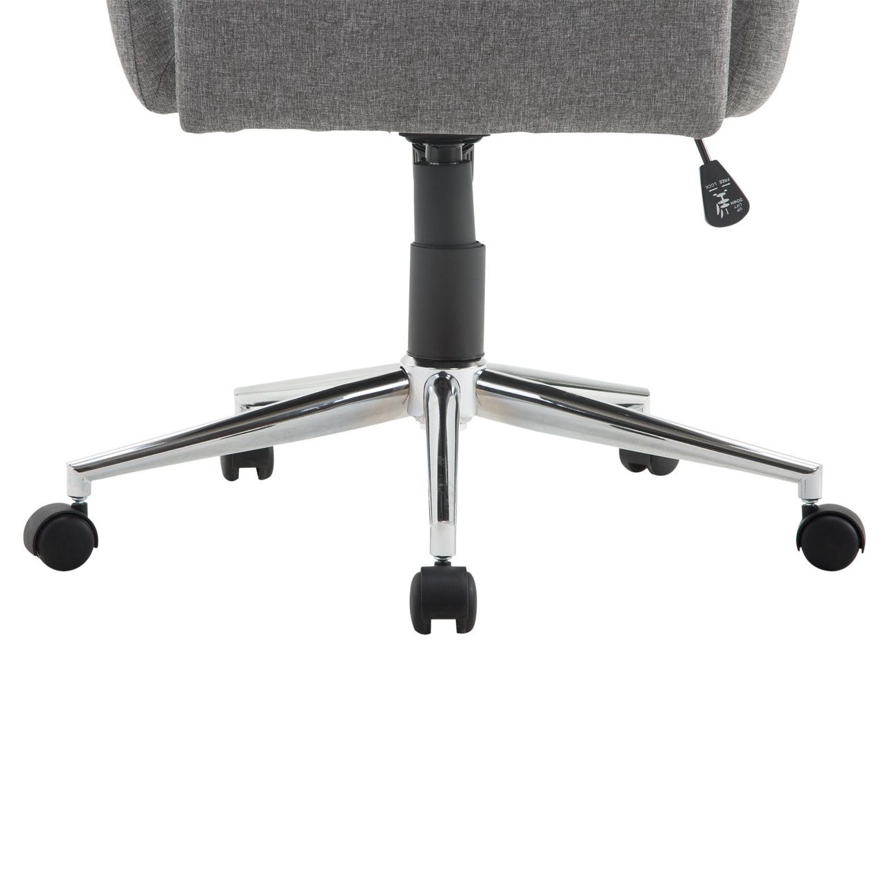 HOMCOM Bürostuhl Drehstuhl Bürosessel mit Rädern Armsessel im Nordischen Stil Schreibtischstuhl Edelstahl Leinenimitat Grau 61 x 58 x 88-97,5 cm