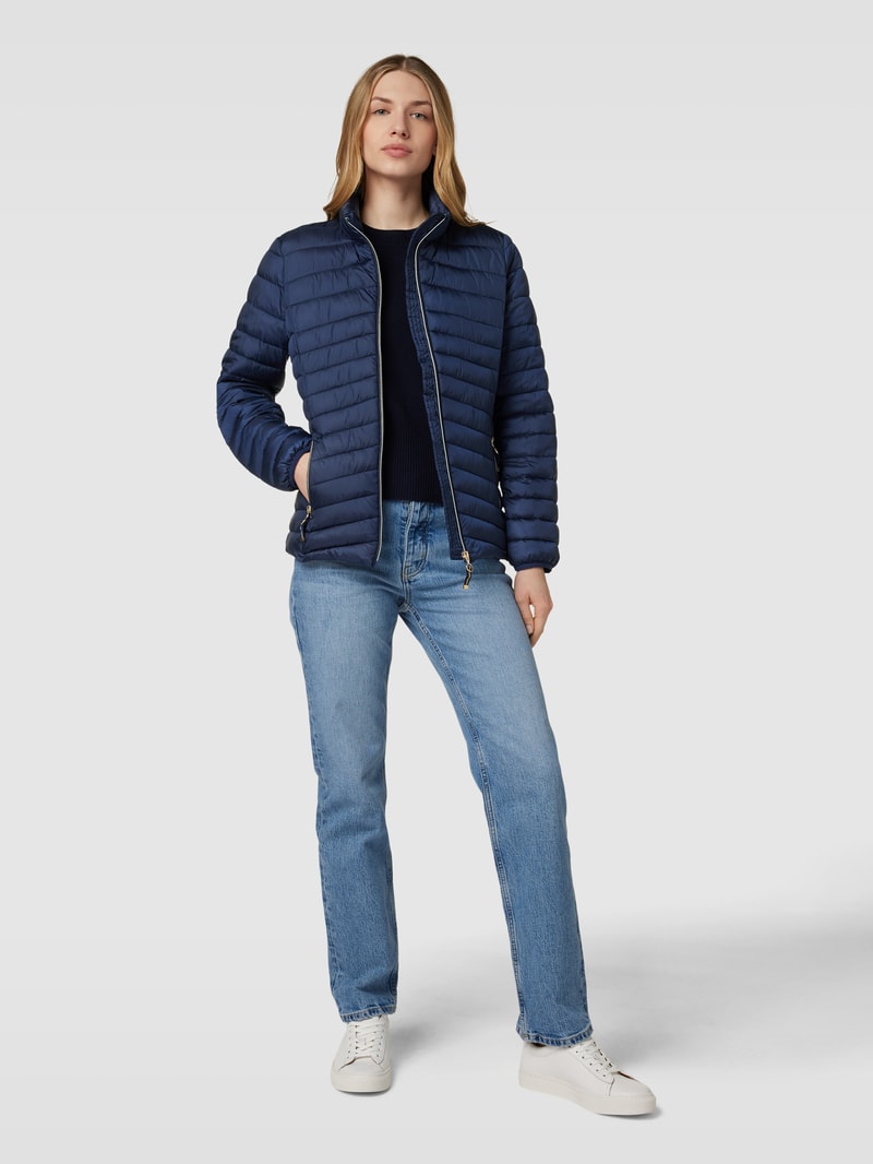 Steppjacke mit Stehkragen in dunkelblau