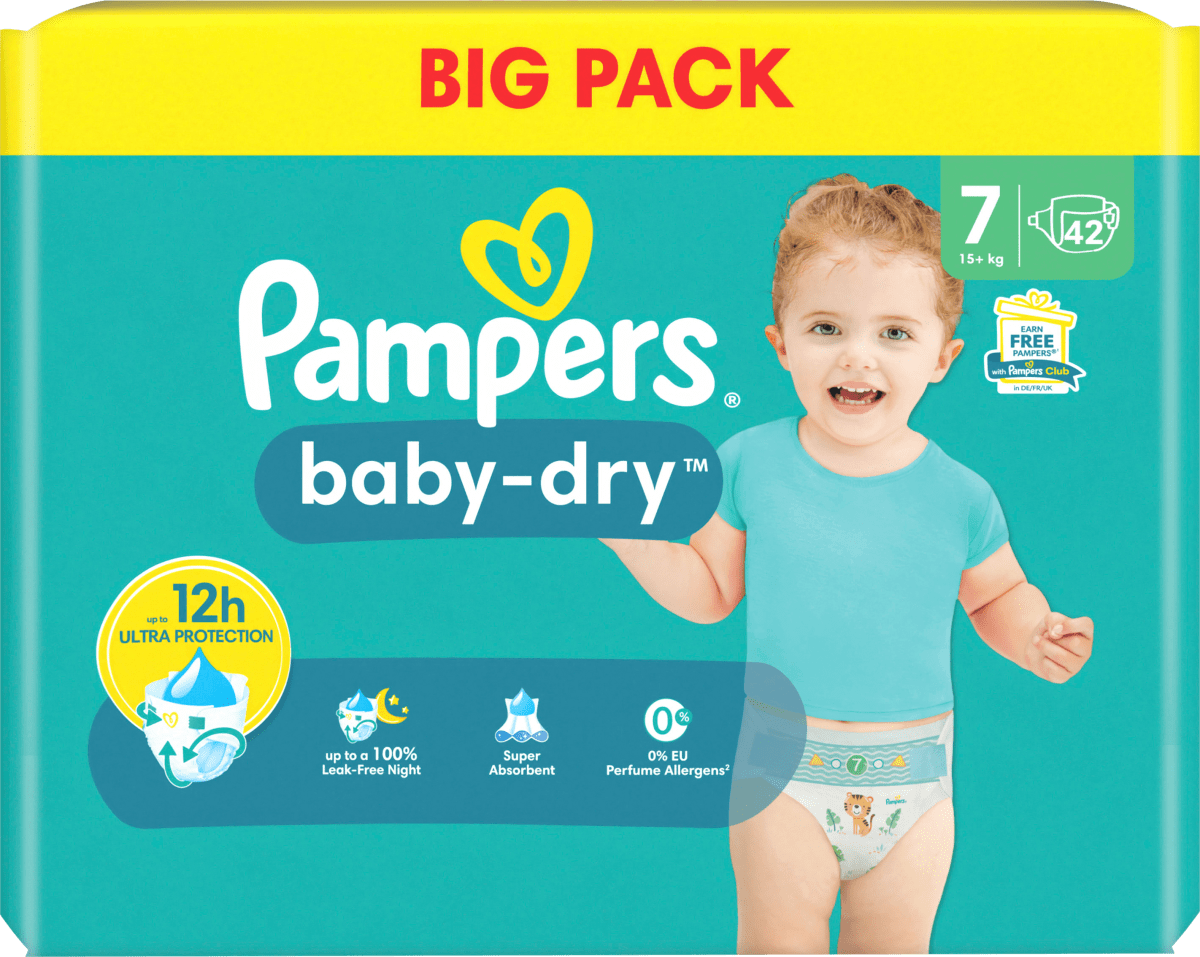 Windeln Baby Dry Gr.7 Extra Large (15+kg), Big Pack, 42 St