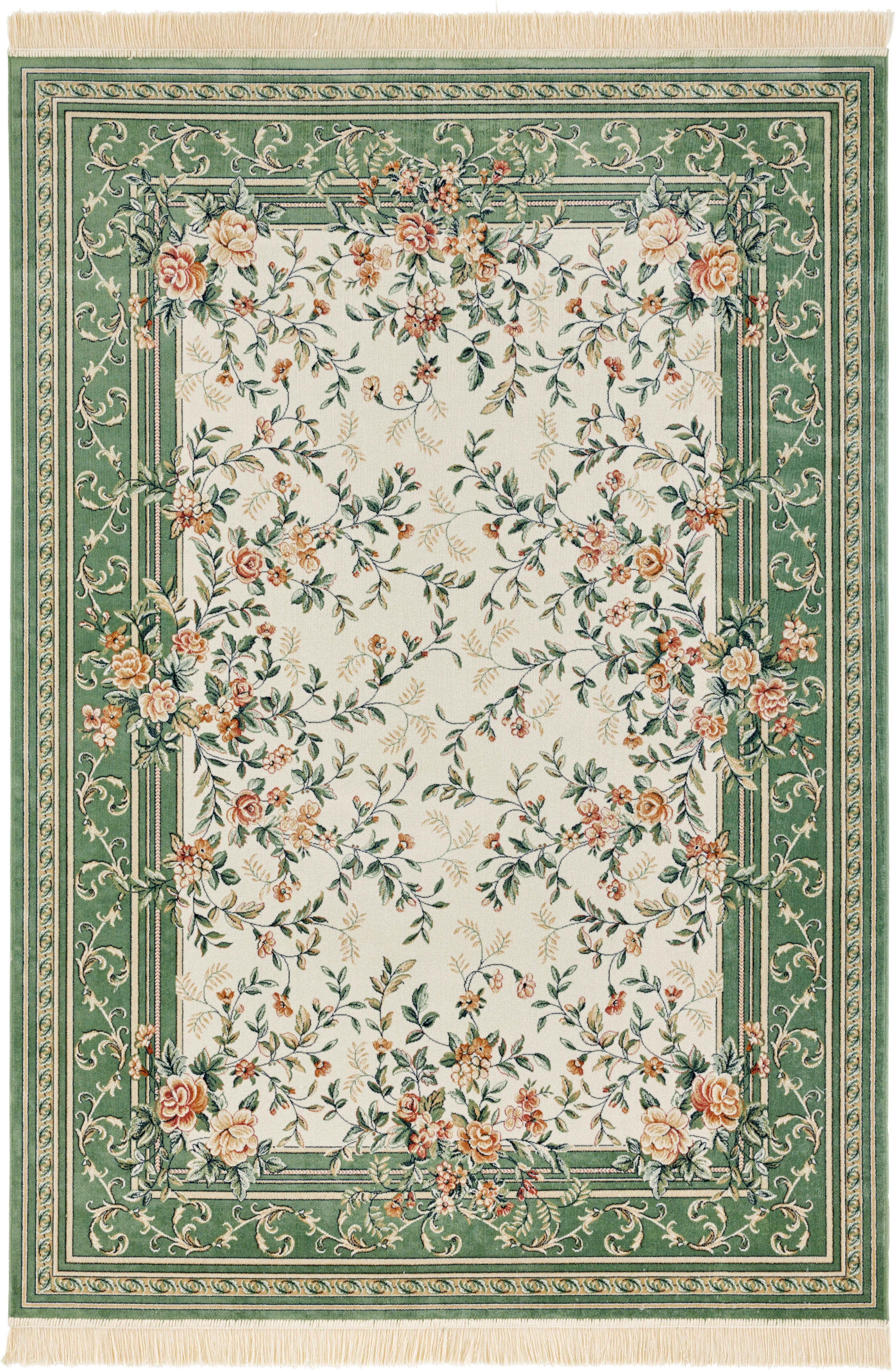 Teppich Antik Flowers, NOURISTAN, rechteckig, Höhe: 5 mm, Orientalisch mit Fransen, Orient, Wohnzimmer, Schlafzimmer, Esszimmer
