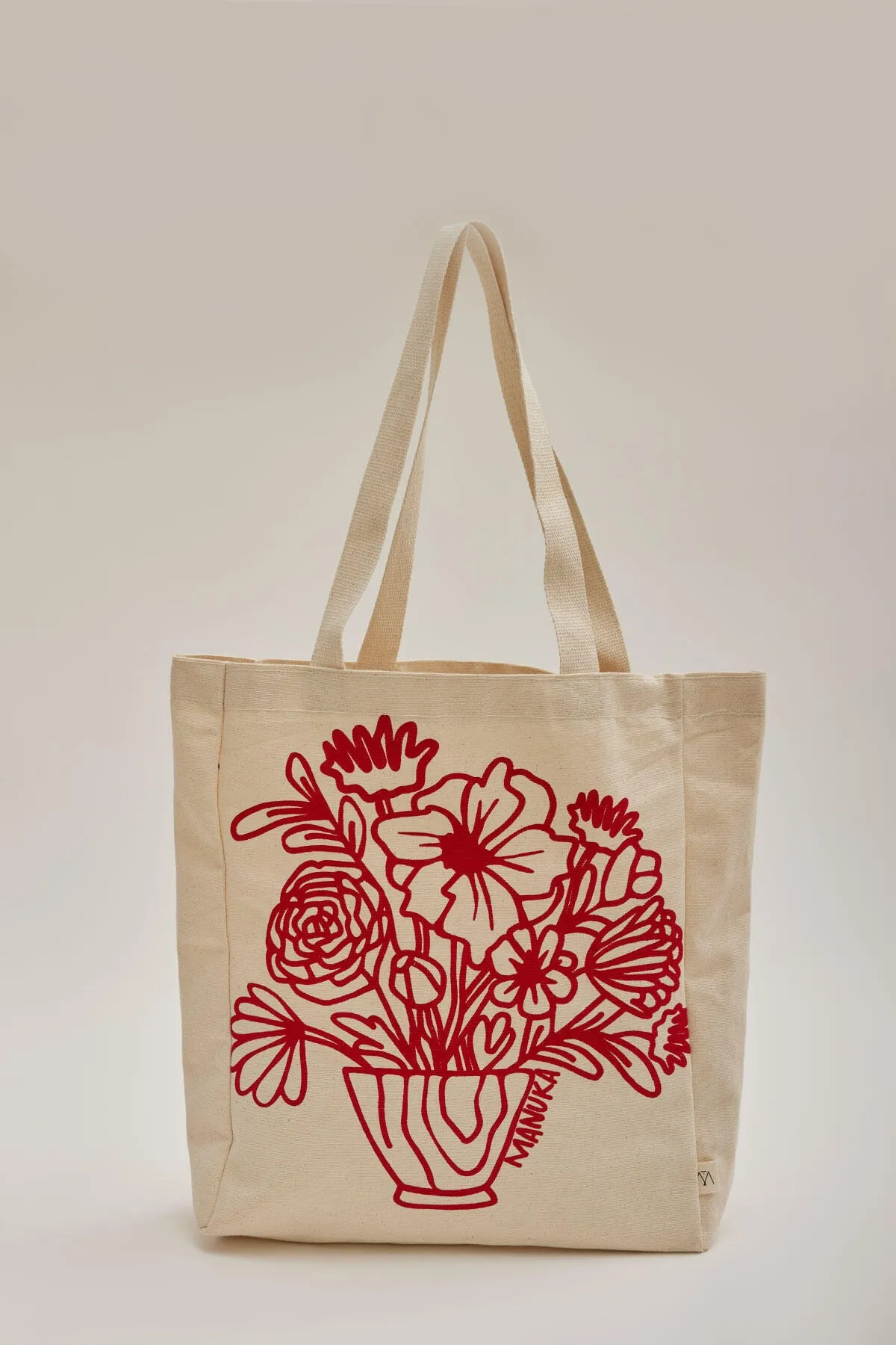 Manuka  BEDRUCKTE GÄSTESTOFFTASCHE BLUMENROT