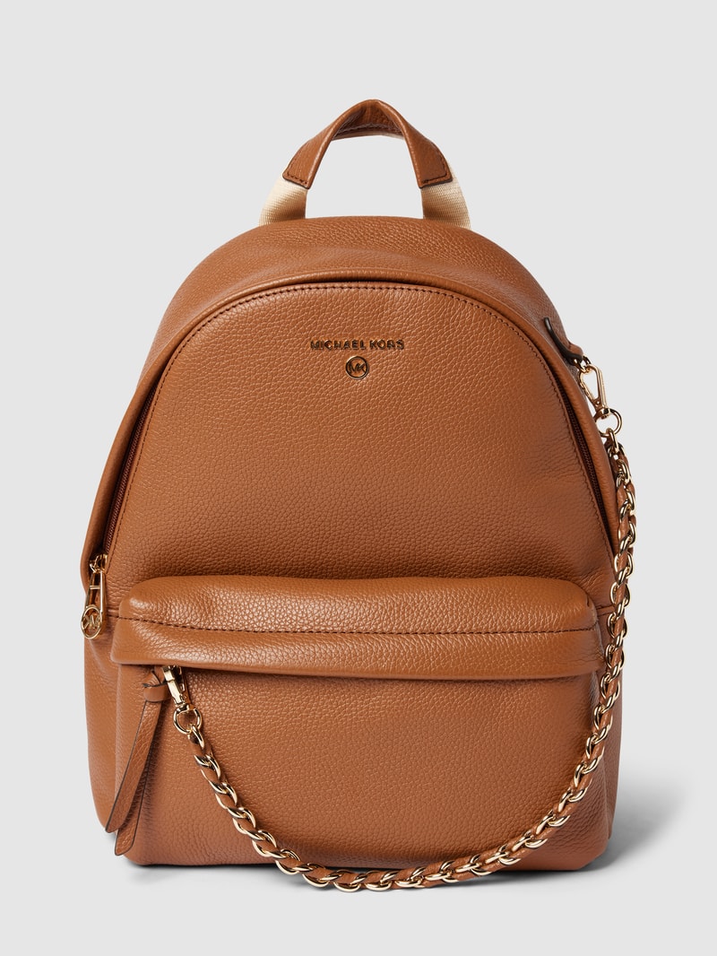 Rucksack mit Label-Applikation Modell 'SLATER' in mittelbraun