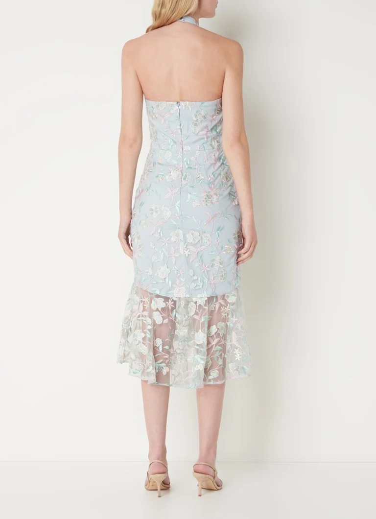 Chi Chi London Floral semi-transparent midi dress with lace