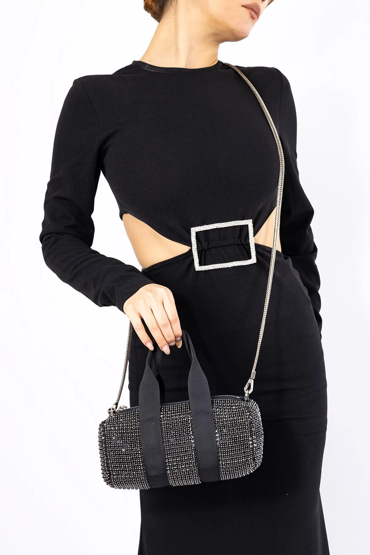 Getcho  Roset Damen-Zylinderhandtasche und Abendkleidtasche mit Steinstickerei