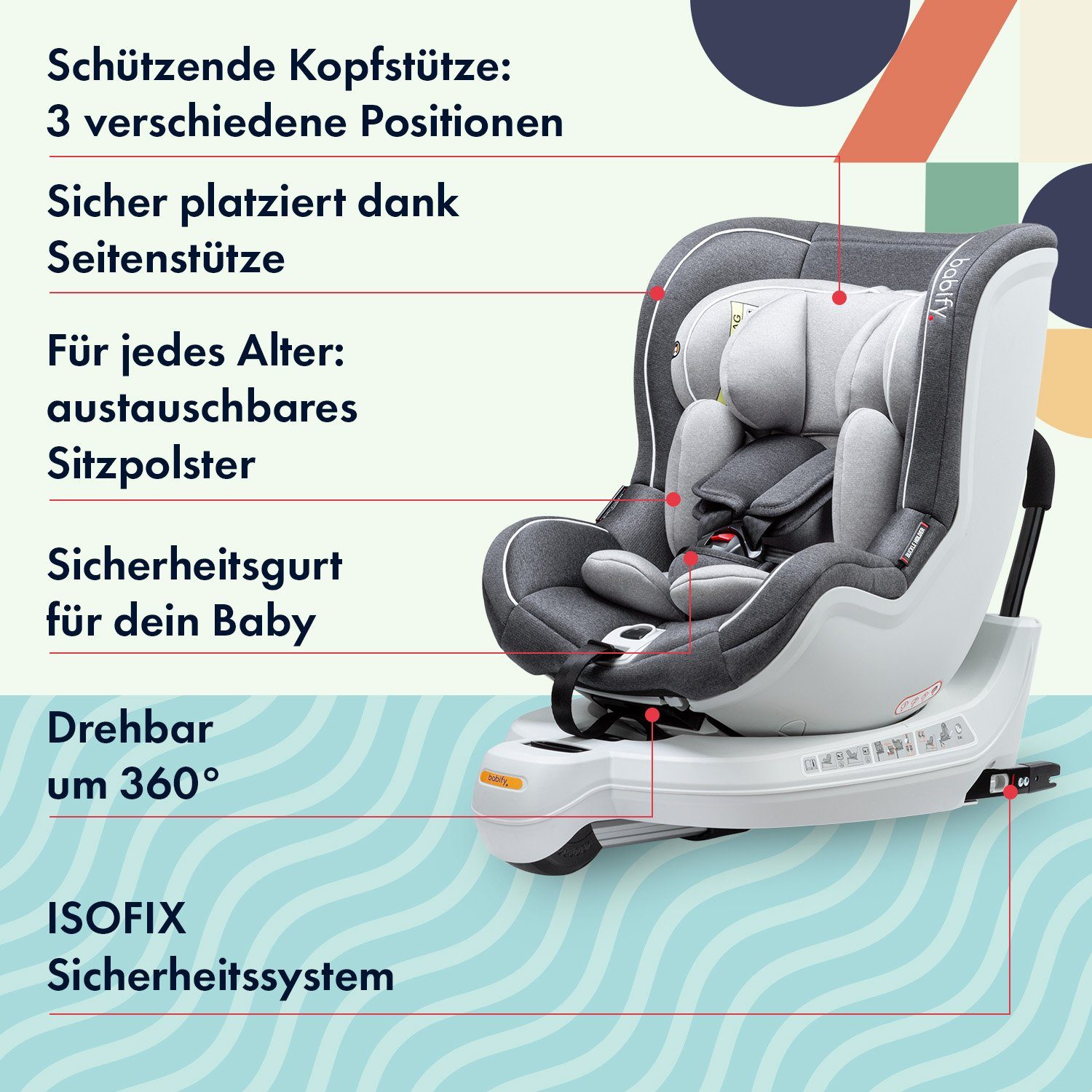 Babify Autokindersitz Swivel 360 Protect Auto-Kindersitz, ab: ab Geburt, bis: 4 Jahre, ab: 2 kg, bis: 18 kg