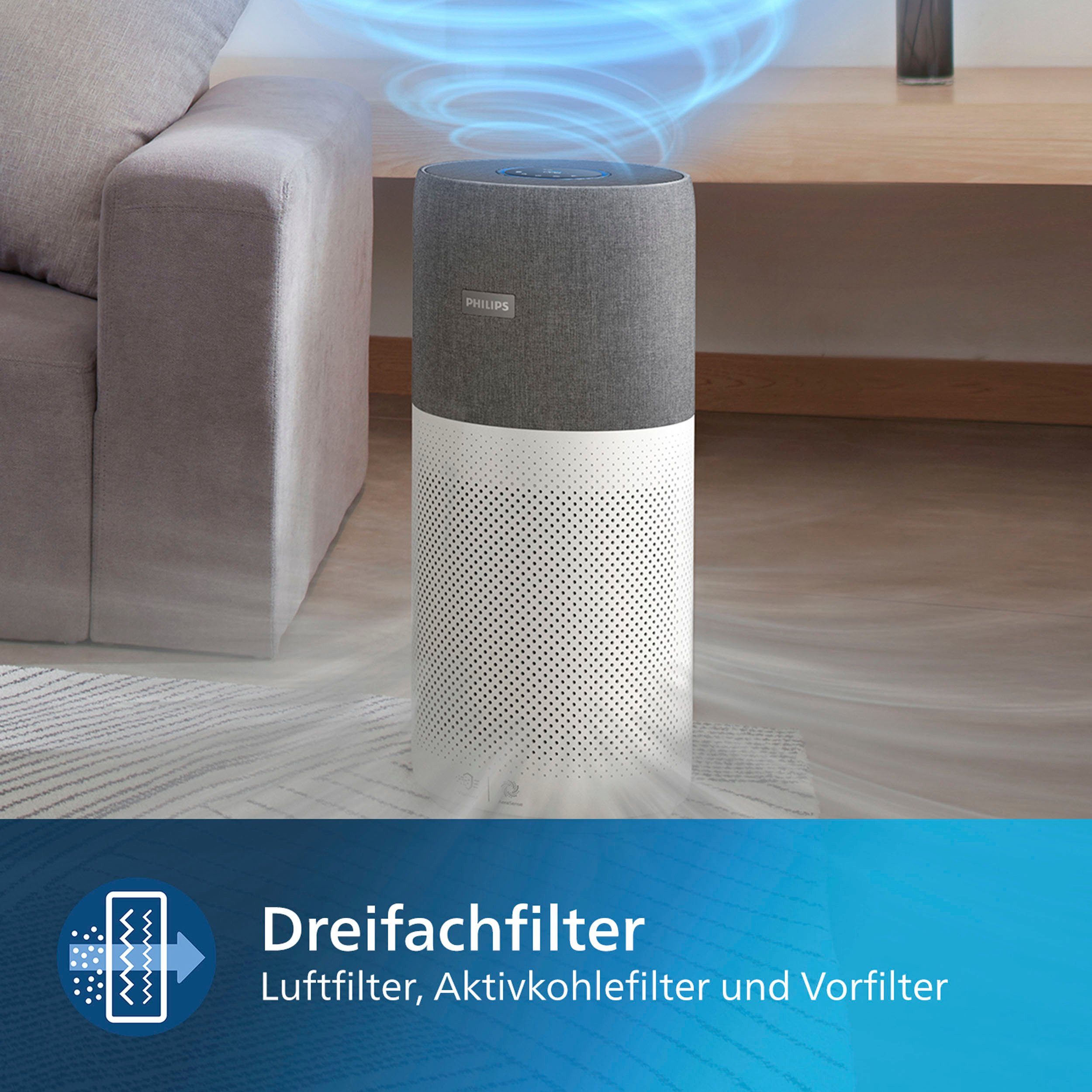 Philips Luftreiniger AC4236/10 4000i Serie, für 158 m² Räume, mit App-Anbindung und für Allergiker geeignet