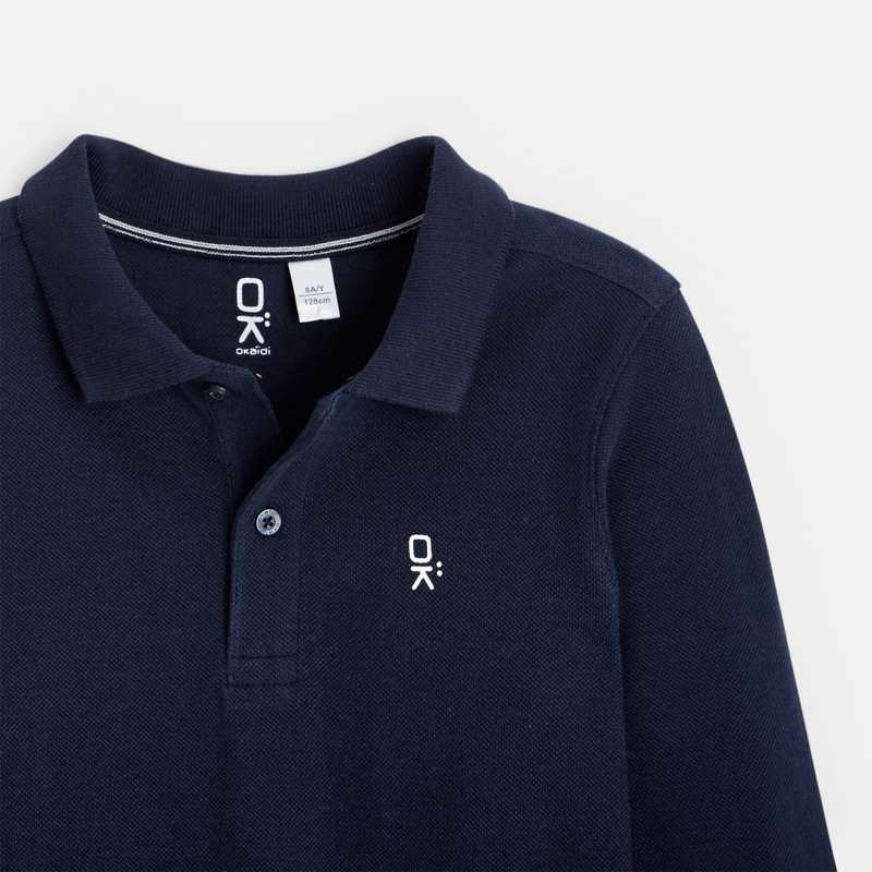 Polo manches longues bleu garçon
