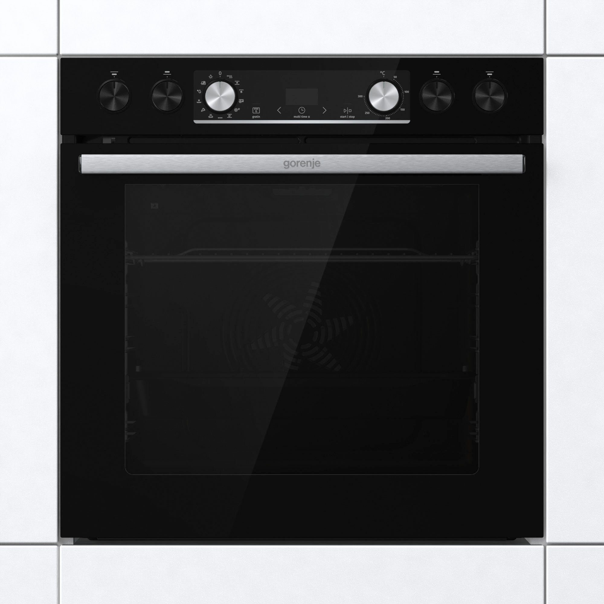 GORENJE Elektro-Herd-Set Black Set 4 Pyrolyse, mit 1-fach-Teleskopauszug, Pyrolyse-Selbstreinigung