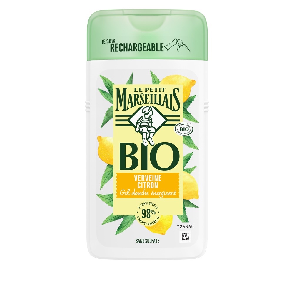 le petit marseillais Gel Douche Bio Energisant, au pH neutre, Verveine Citron, 250ml Gel douche