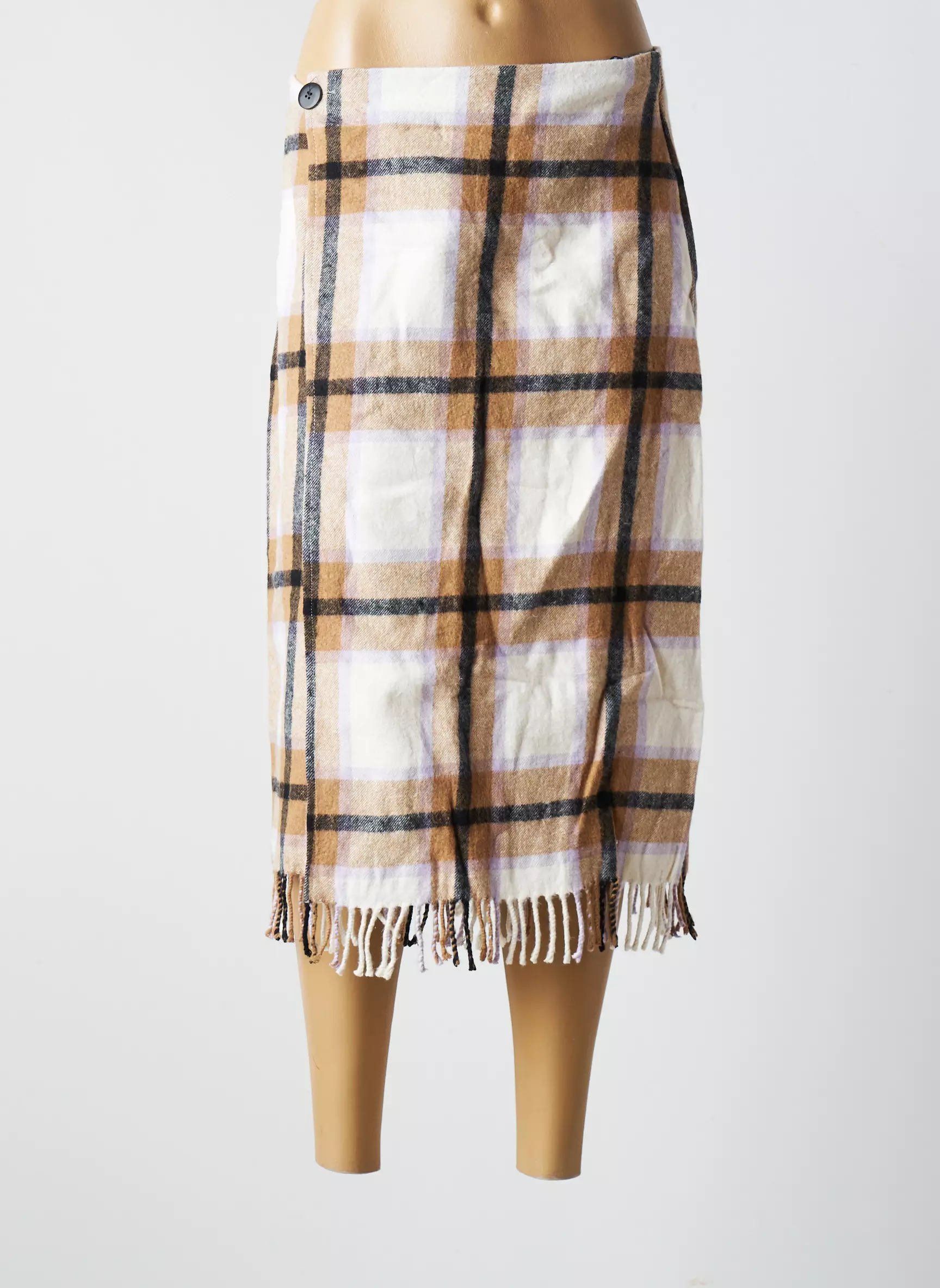 Blanc Boheme Jupes Mi Longues Femme couleur beige