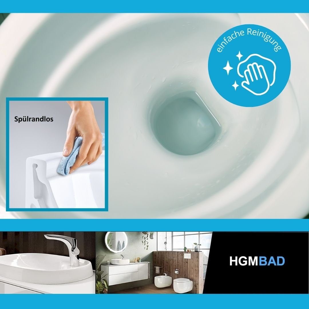 GEBERIT Vorwandelement WC Geberit Vorwandelement + Ference WC + Drückerplatte + WC-Sitz, Komplettset, Mit LotusClean Beschichtung