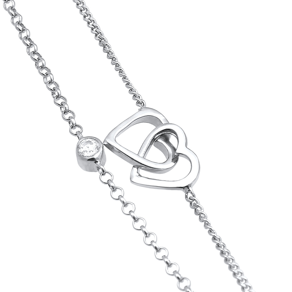 Elli Elli Bracelet Femmes couches pendentif cœur avec zircon en argent sterling 925 Bracelet