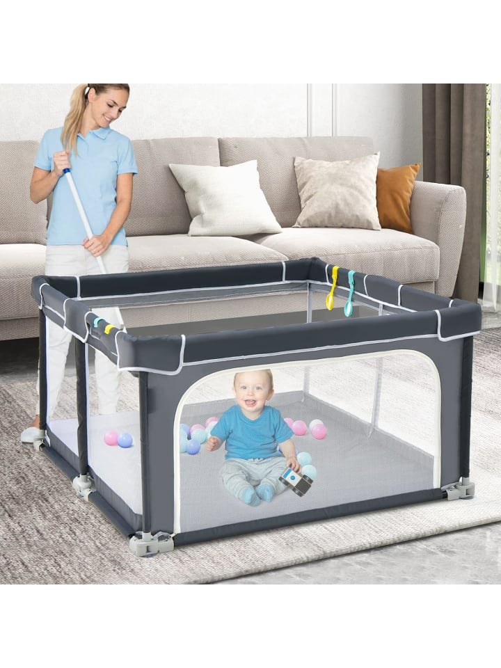 COSTWAY Laufgitter 124 x 124cm in Anthrazit günstig kaufen onesize