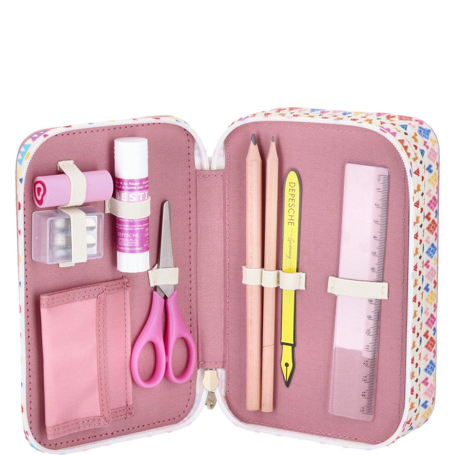 Depesche Federmäppchen Depesche 3-Fach Federtasche mit Druck TOPModel COSY pink, (Stück, Stück)