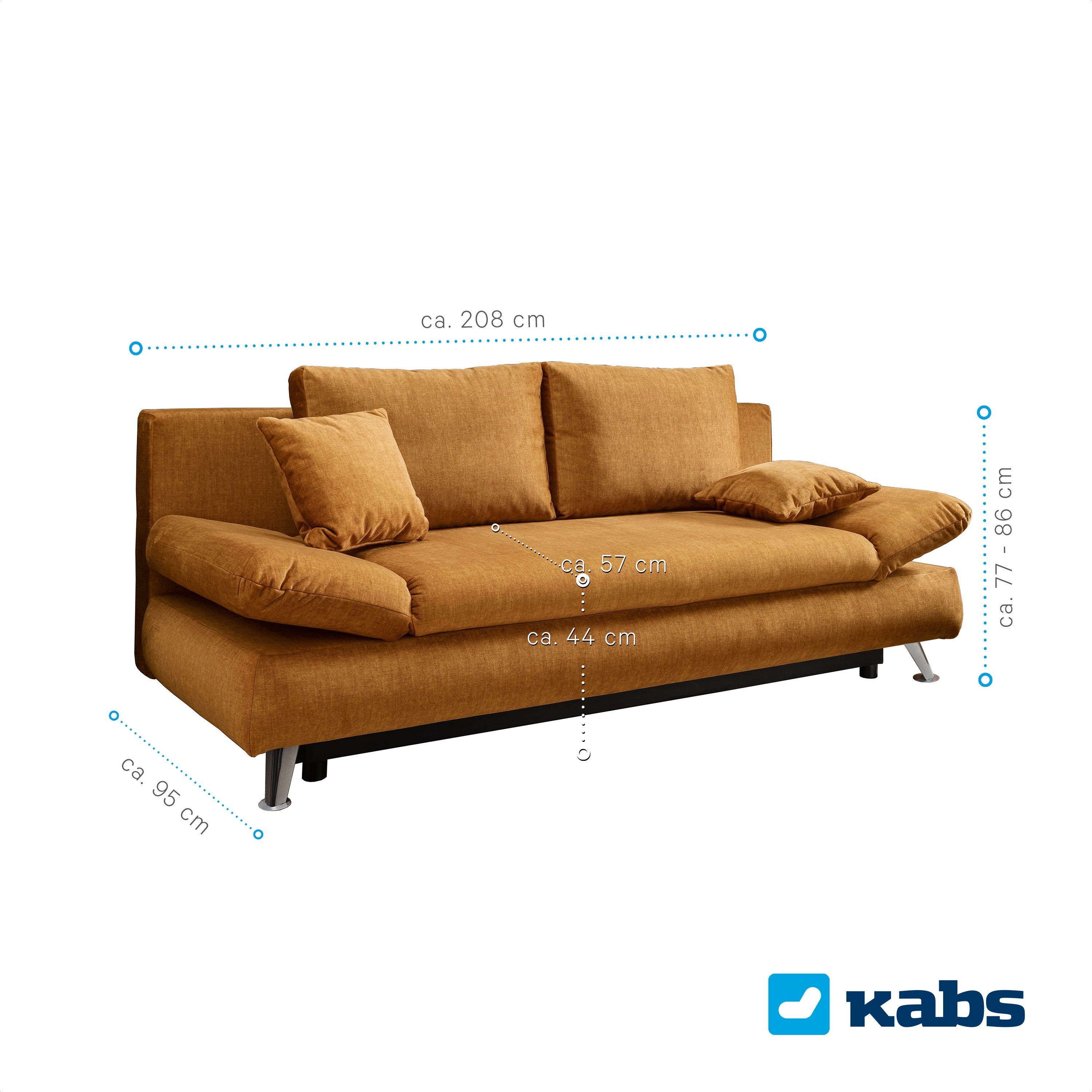 Kabs Polsterwelt Schlafsofa Burt, Bettkasten, Schlaffunktion, Stauraum, Zierkissen, Made in Europe