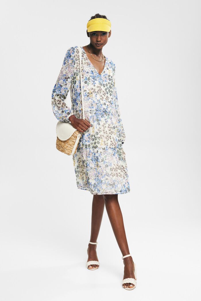 Crêpe-Kleid mit Millefleurs