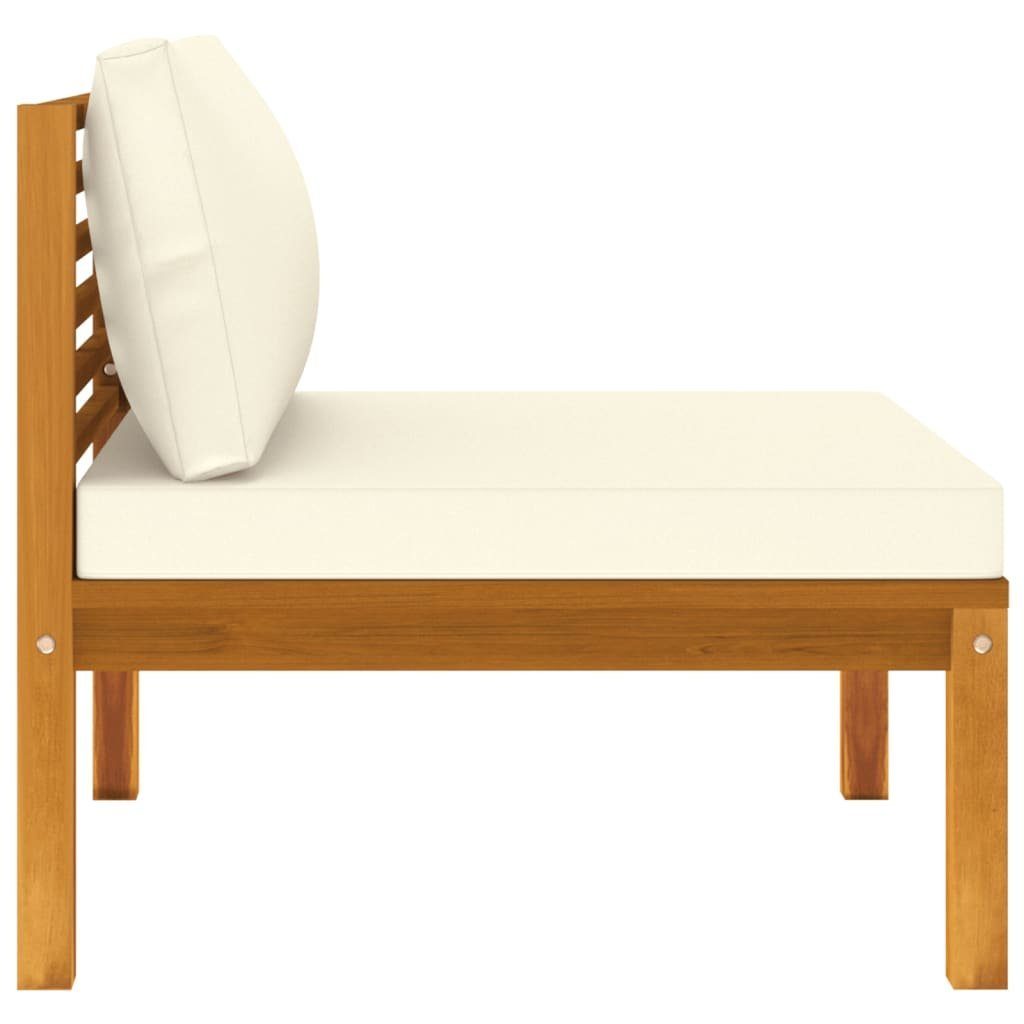 vidaXL Loungesofa 2-tlg. Sofagarnitur mit Cremeweißen Kissen Massivholz Akazie, 1 Teile