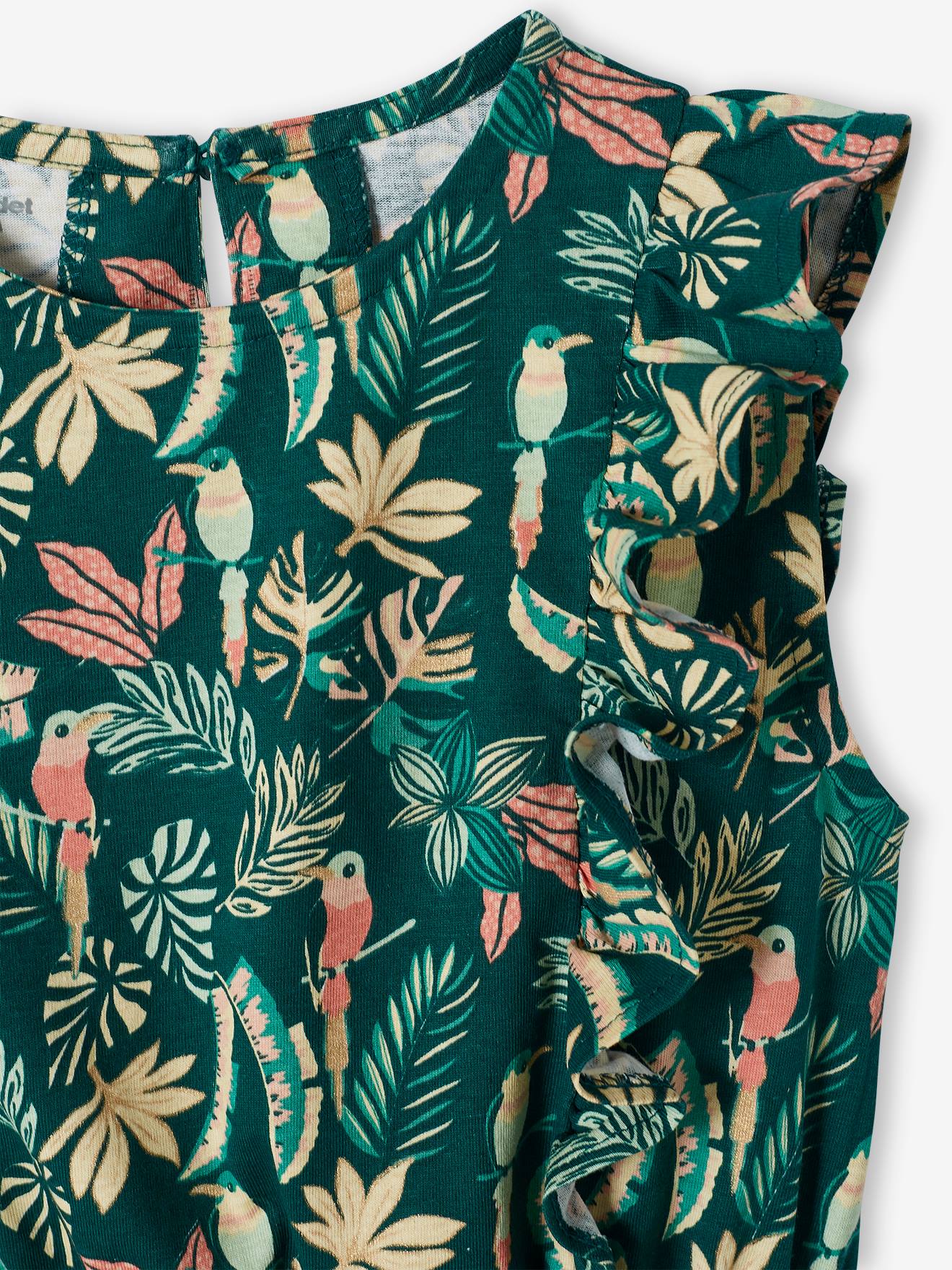 Robe imprimée à volants fille bleu ciel