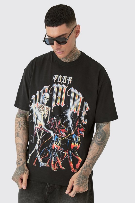 Tall Pour Homme T-Shirt mit Skelett-Print