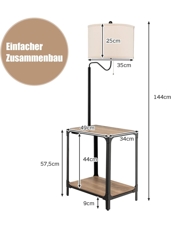 COSTWAY 2 in 1 Nachttischlampe drehbar in Beige günstig kaufen 34 cm