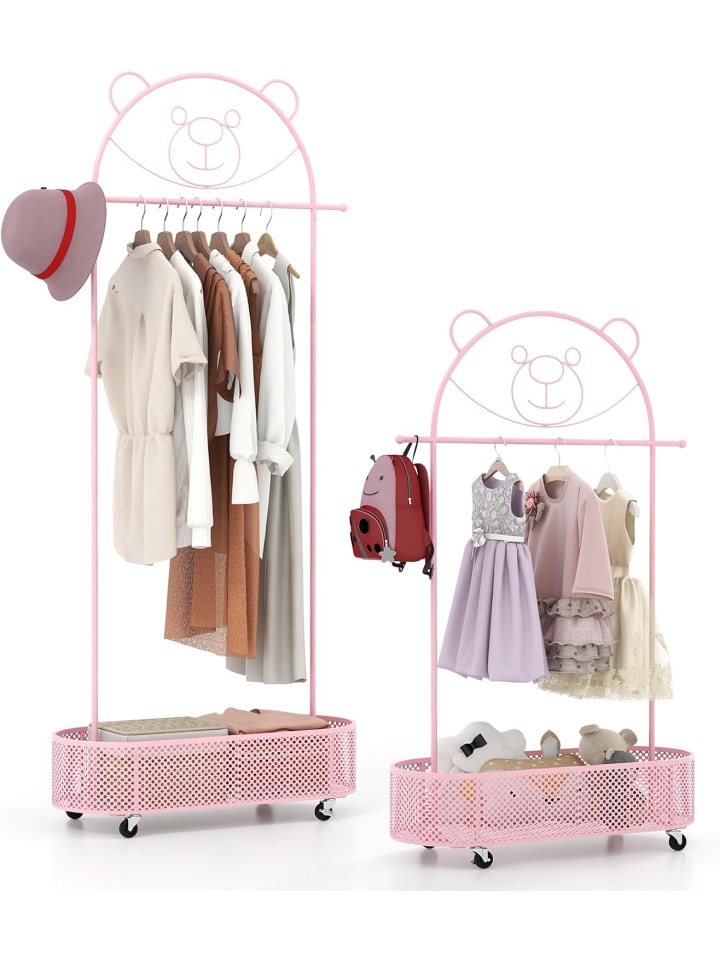 COSTWAY Kinder Kleiderständer rollbar 182cm in Rosa günstig kaufen onesize