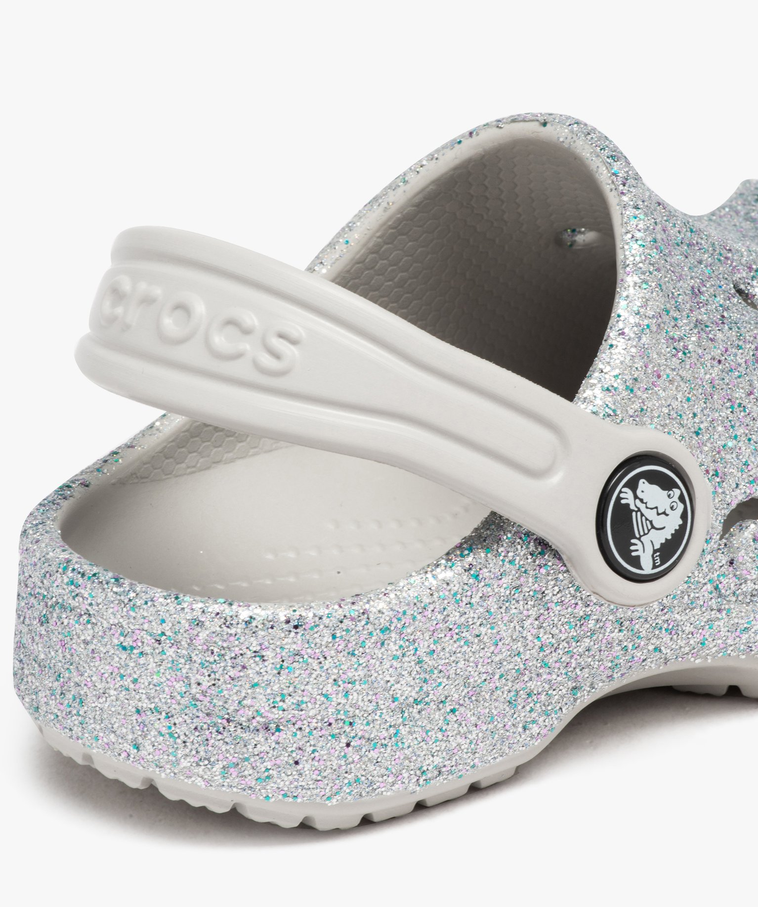 Sabots souples plage fille unis à paillettes - Crocs argent | GEMO