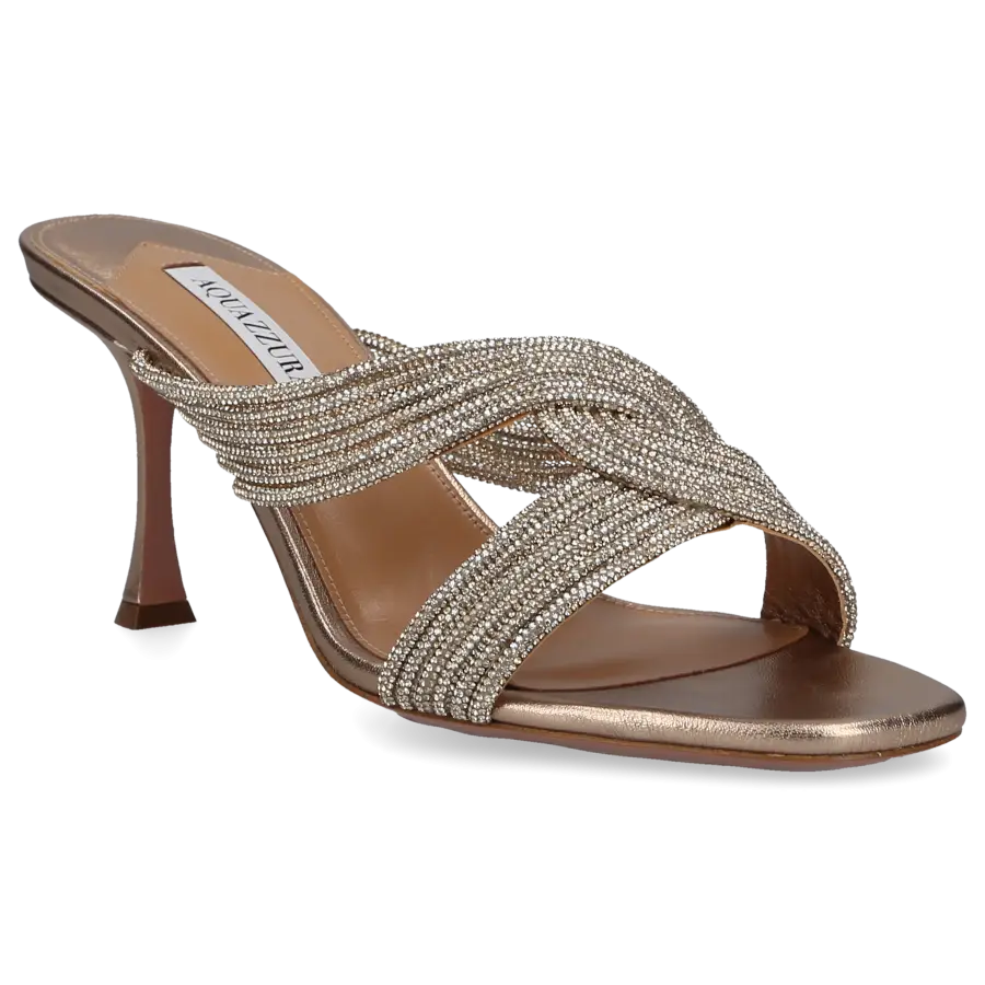 Aquazzura - Pantoletten GATSBY 75 Materialmix - gold