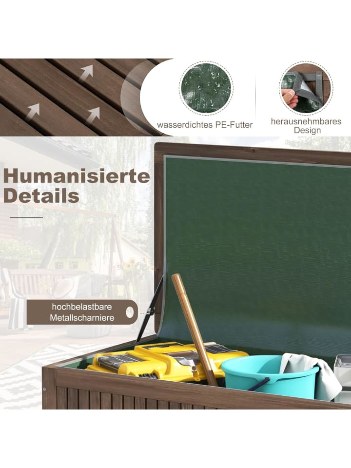 COSTWAY Gartenbox Holz 213L mit Rädern in Braun günstig kaufen onesize
