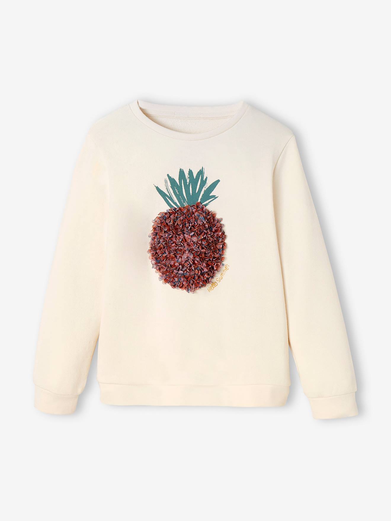 Sweat motif fantaisie fille écru