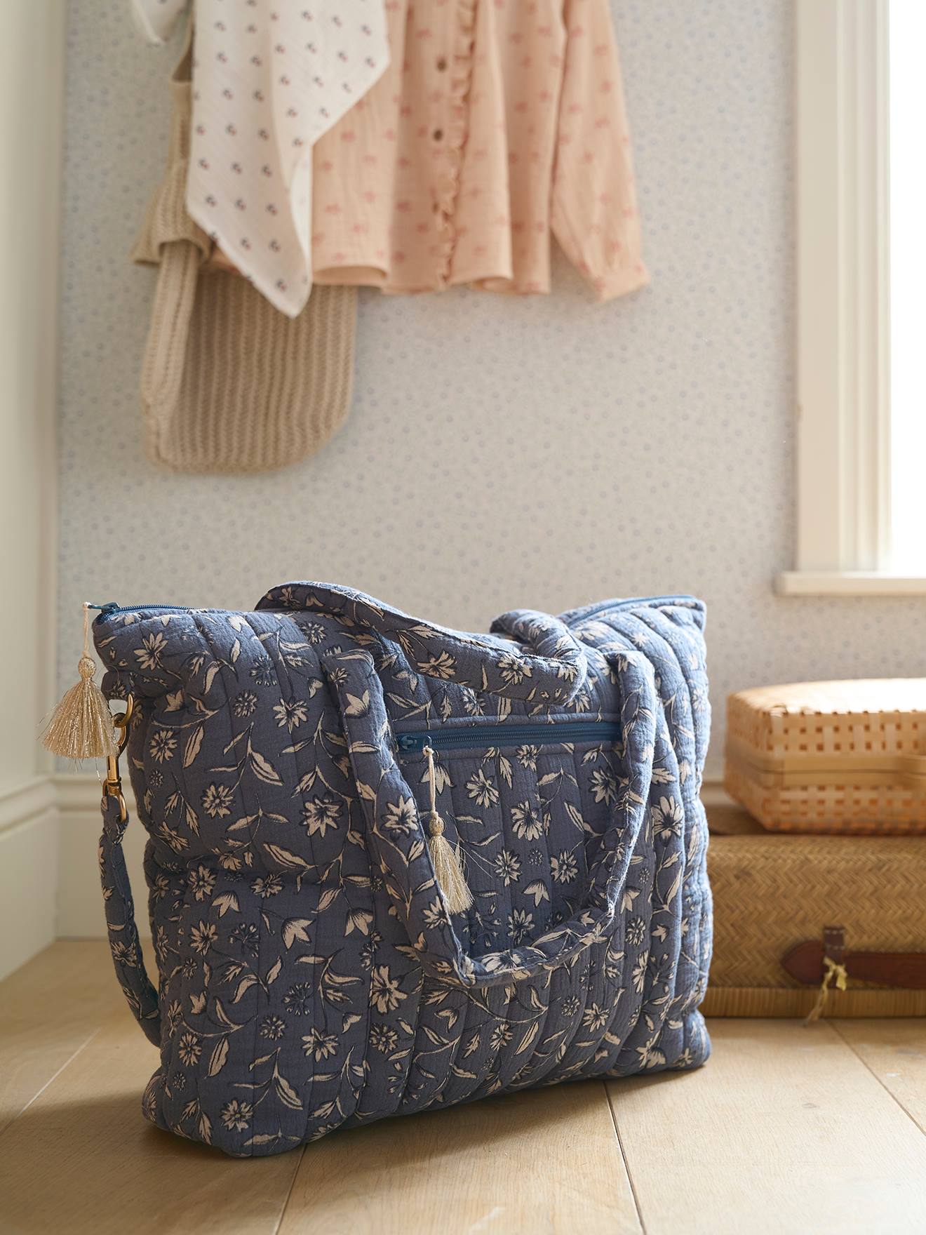 Vertbaudet Wickeltasche PLUME, personalisierbar - rosa/folklore blumen