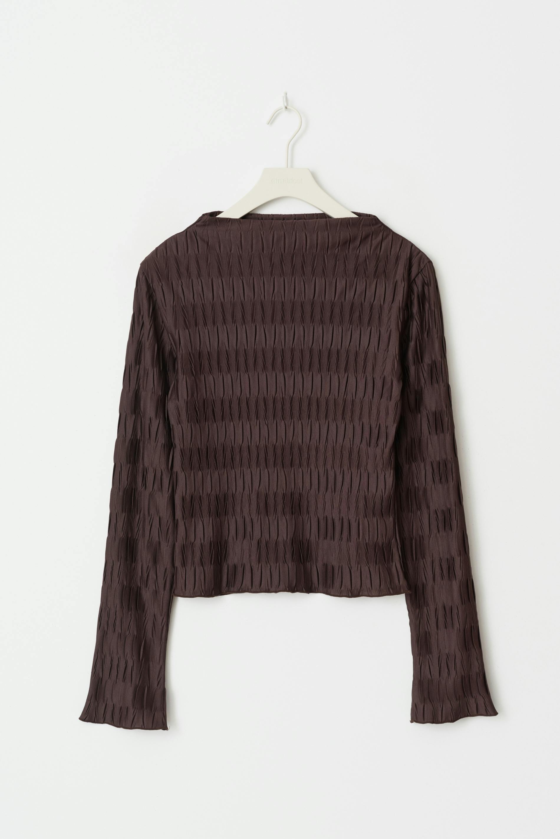 Pleated funnel neck top