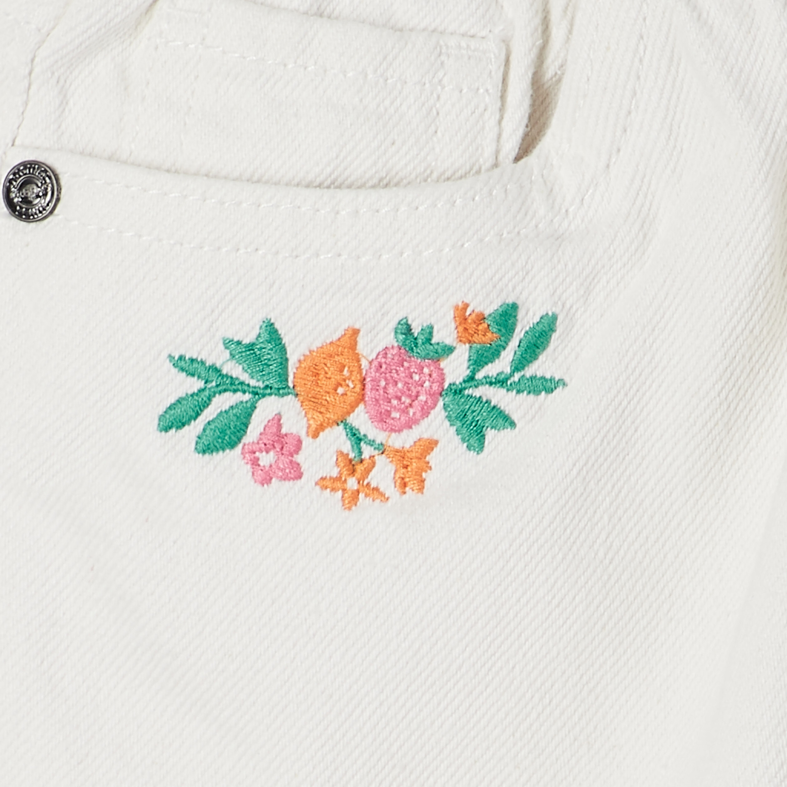 Short ample brodé ecru fille | La Halle