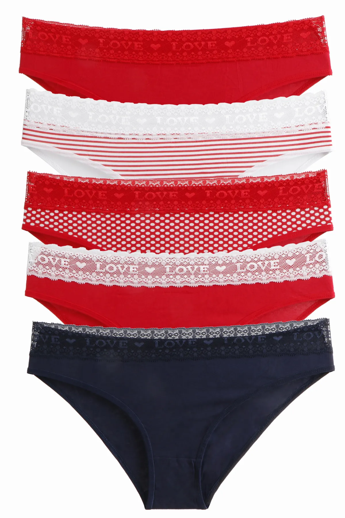 Nicoletta  Damenhöschen 5er-Pack Lycra-Baumwolle Love Christmas Dear MIXCOLOR