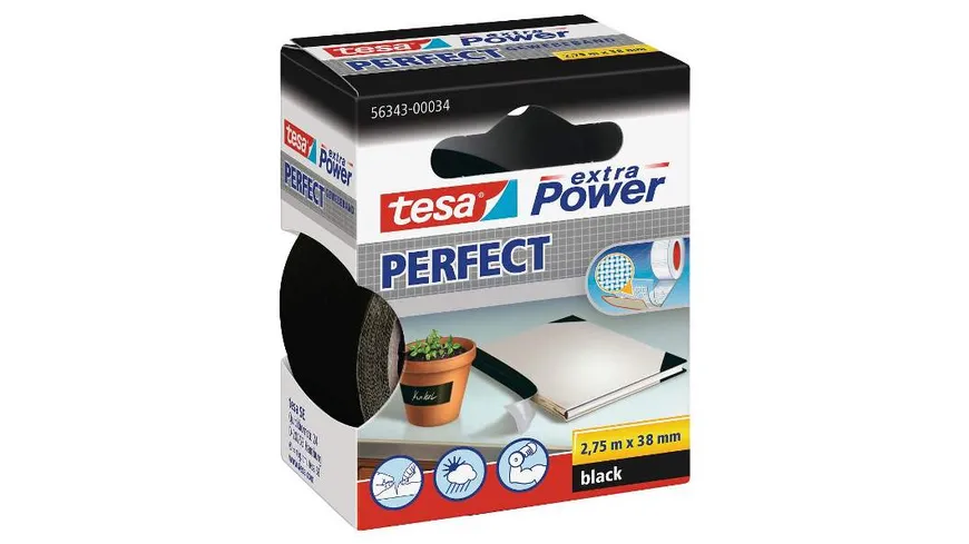 tesa® Gewebeband breit schwarz 38mm x 2,75m 2.75 m schwarz