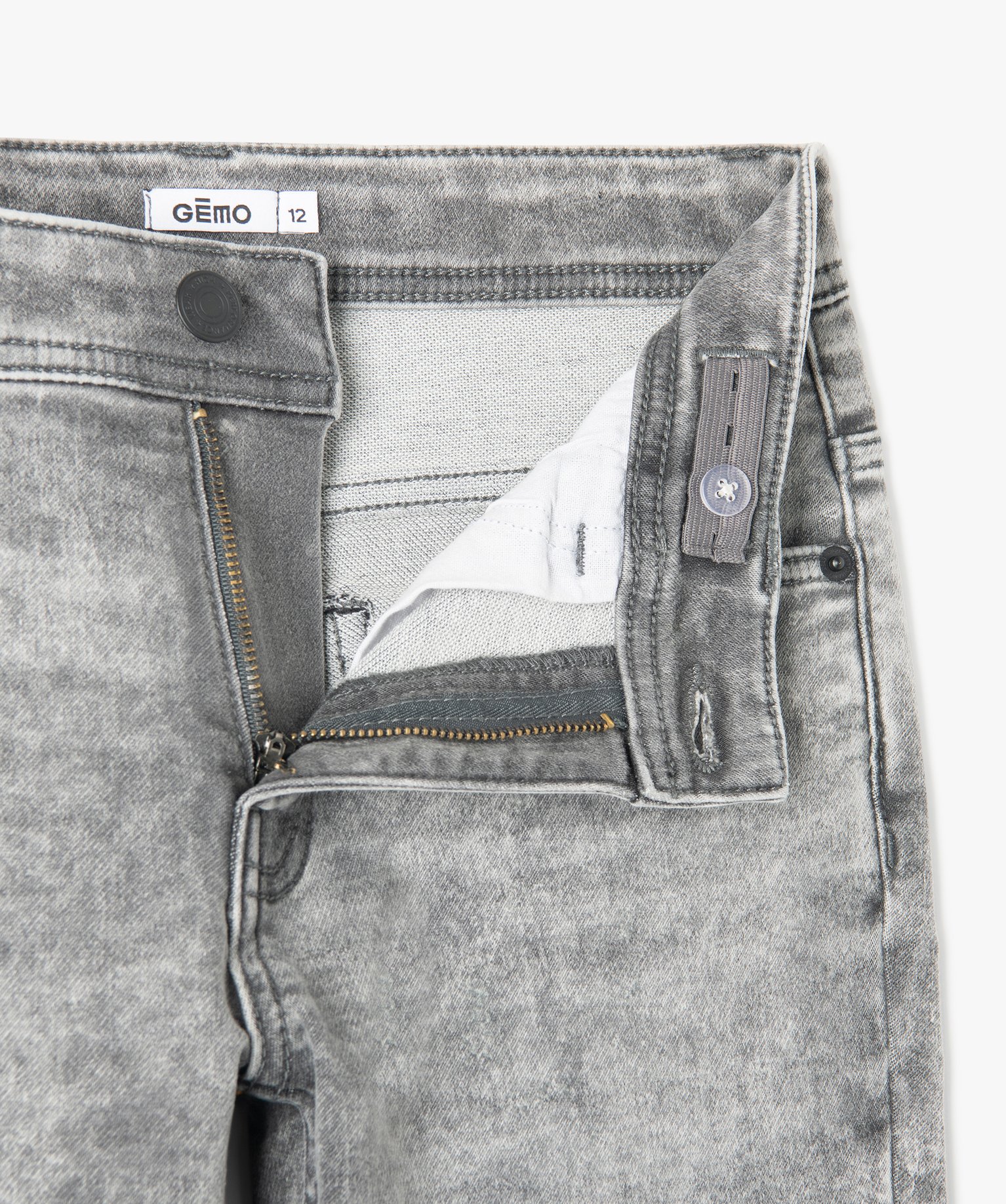 Jean Garçon coupe Skinny coloris délavé gris | GEMO