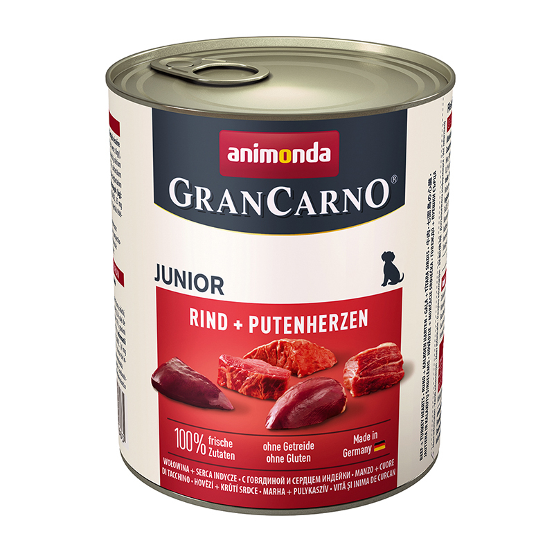 Animonda Hundenassfutter Animonda GranCarno Original Junior Rind & Putenherzen 24x800 g