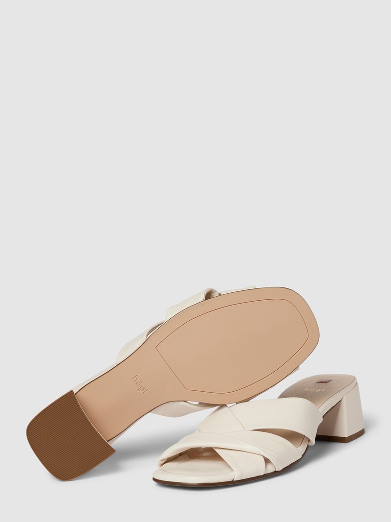 Sandaletten aus Leder mit breiten Riemen Modell 'Mule' in offwhite