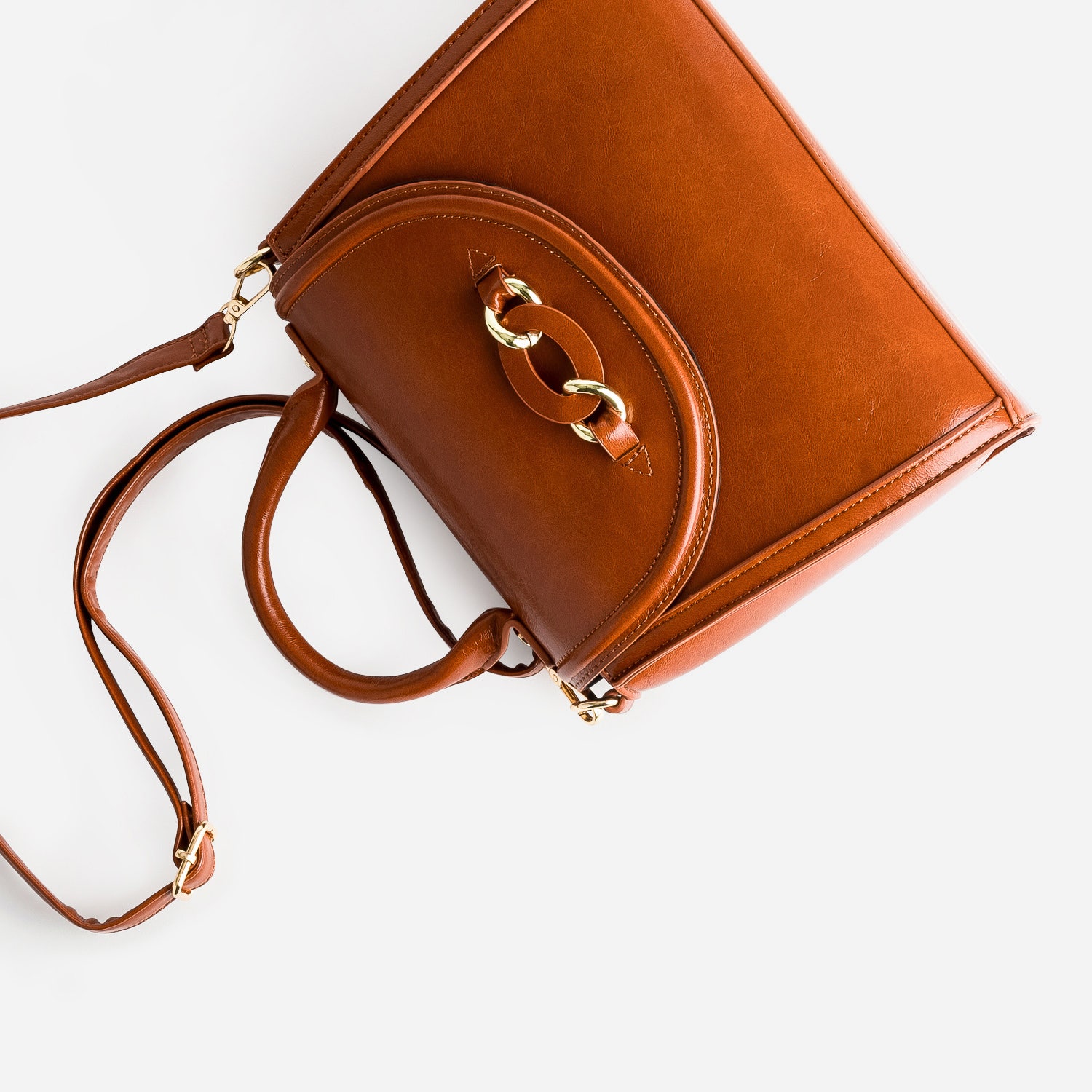 Sac à main cognac avec anneaux