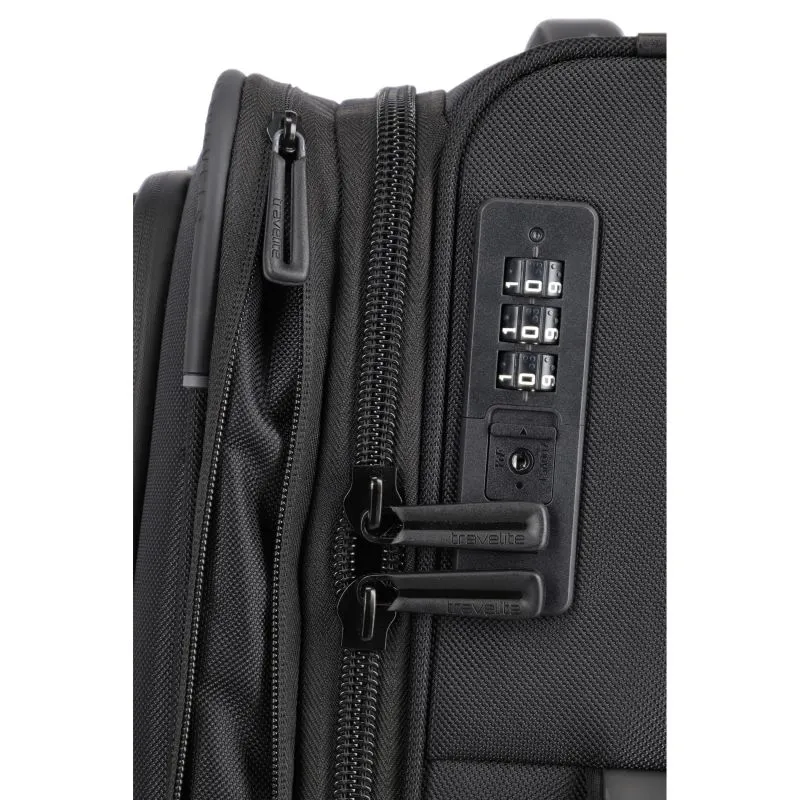 Travelite CROSSLITE Bordtrolley S mit 2 Rollen (54 cm) - Schwarz