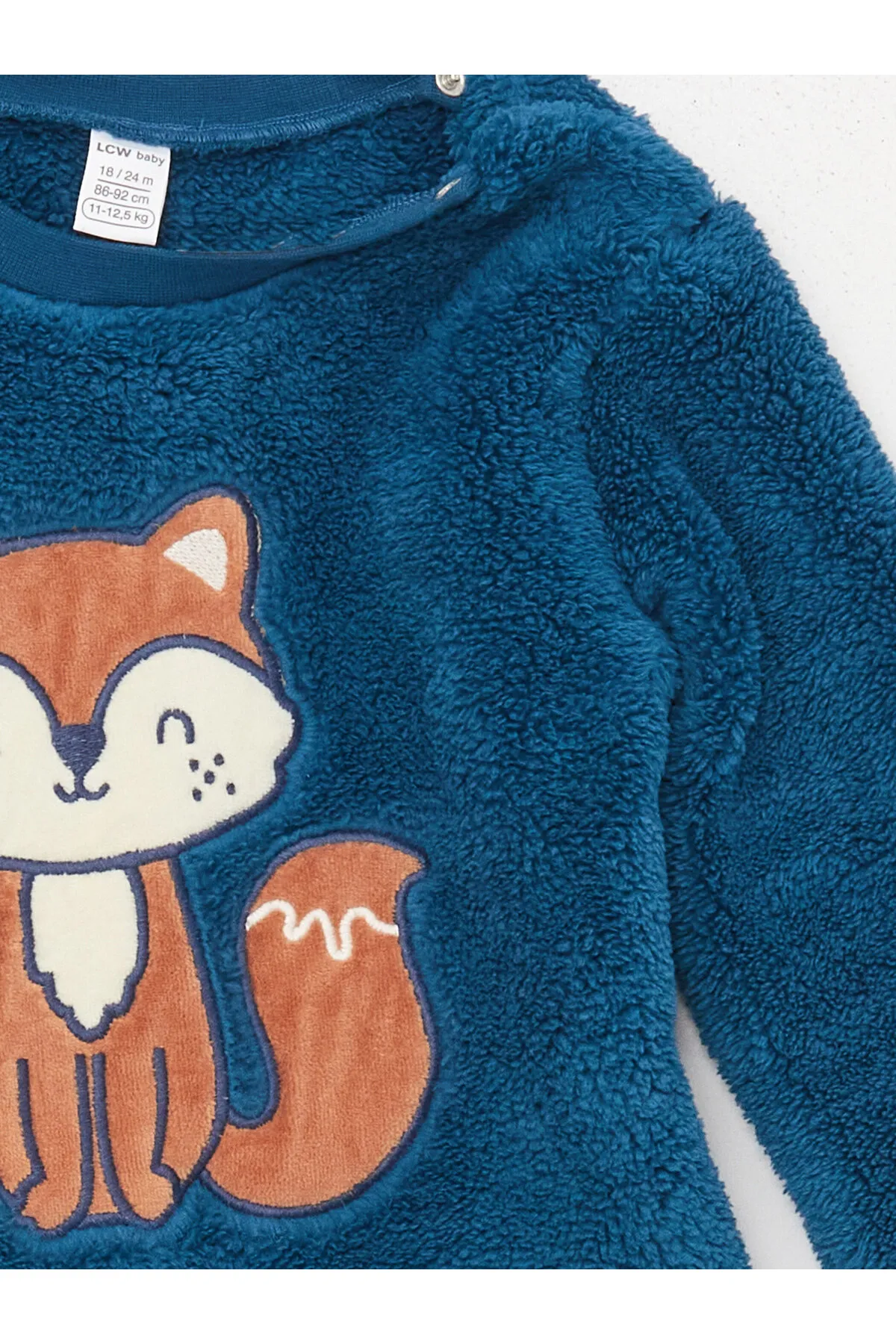LC Waikiki  Langarm-Pyjama-Set für Jungen aus Plüsch mit Rundhalsausschnitt und Stickerei-Detail
