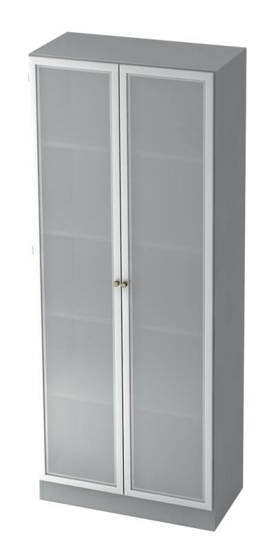 Hammerbacher Glastürenschrank SG 6100G Lichtgrau, Silber 800 x 420 x 2.004 mm