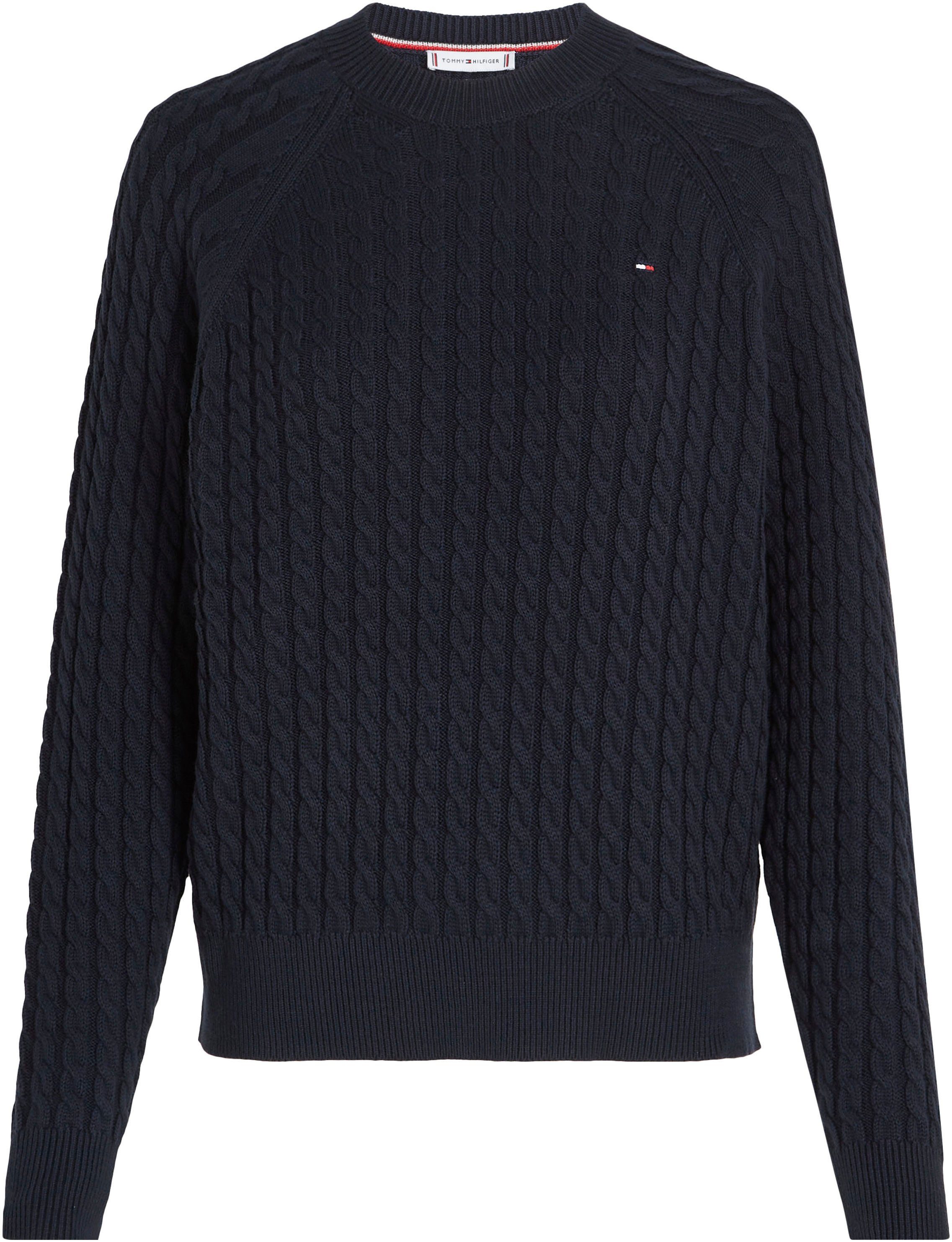 Tommy Hilfiger Rundhalspullover CO CABLE C-NK SWEATER mit Zopfmuster