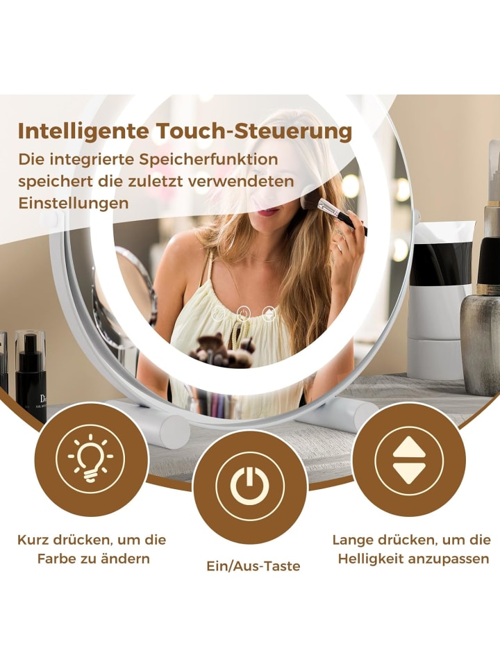 COSTWAY Kosmetikspiegel mit Beleuchtung in Silber günstig kaufen onesize