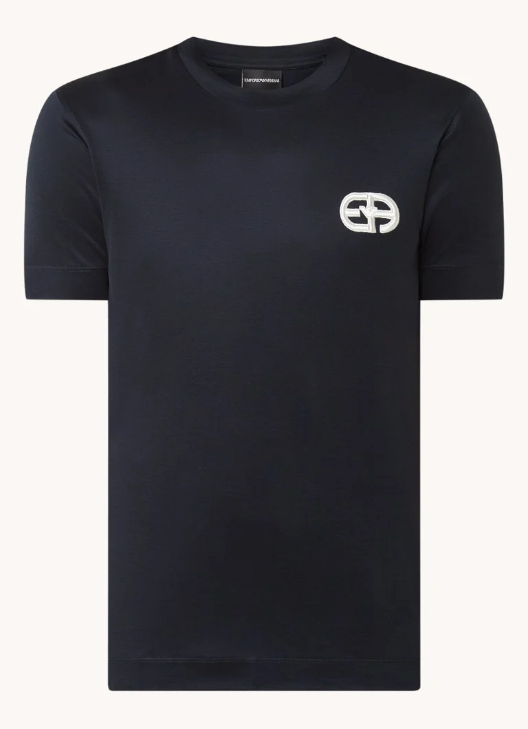 Tricou Emporio Armani din amestec de lyocell cu logo brodat