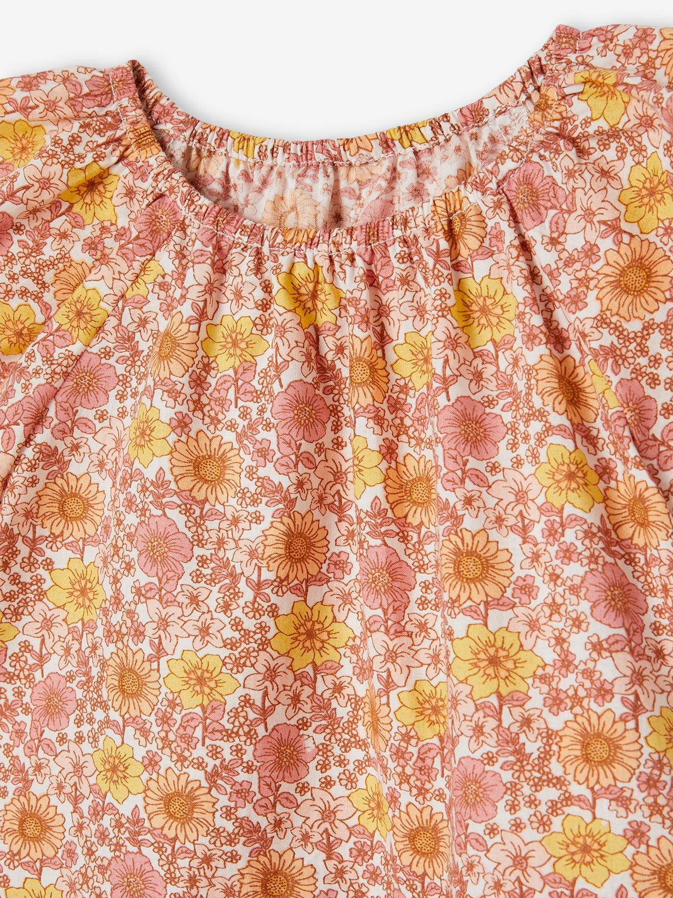 Robe fleurie bébé manches papillon blanc imprimé