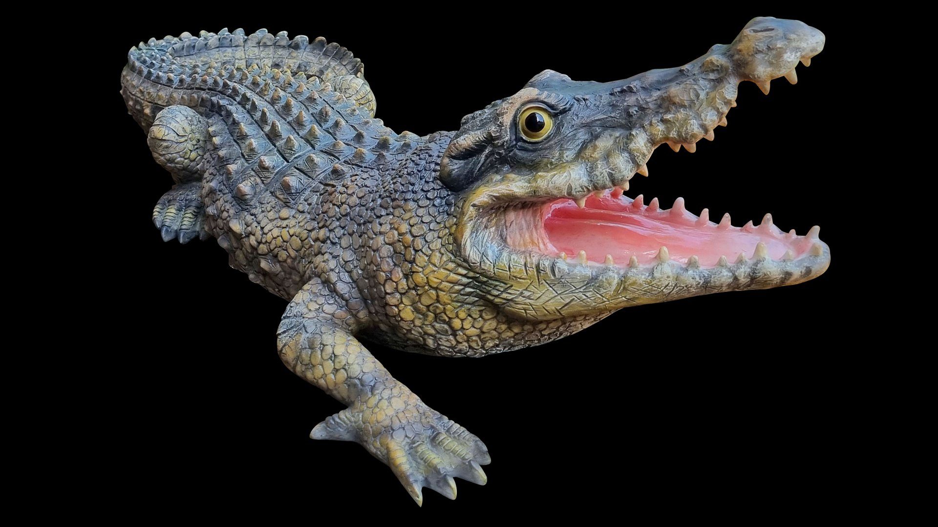 Fachhandel Plus Gartenfigur Krokodil Ansgar, (1 St), lebensechte Garten-Dekofigur