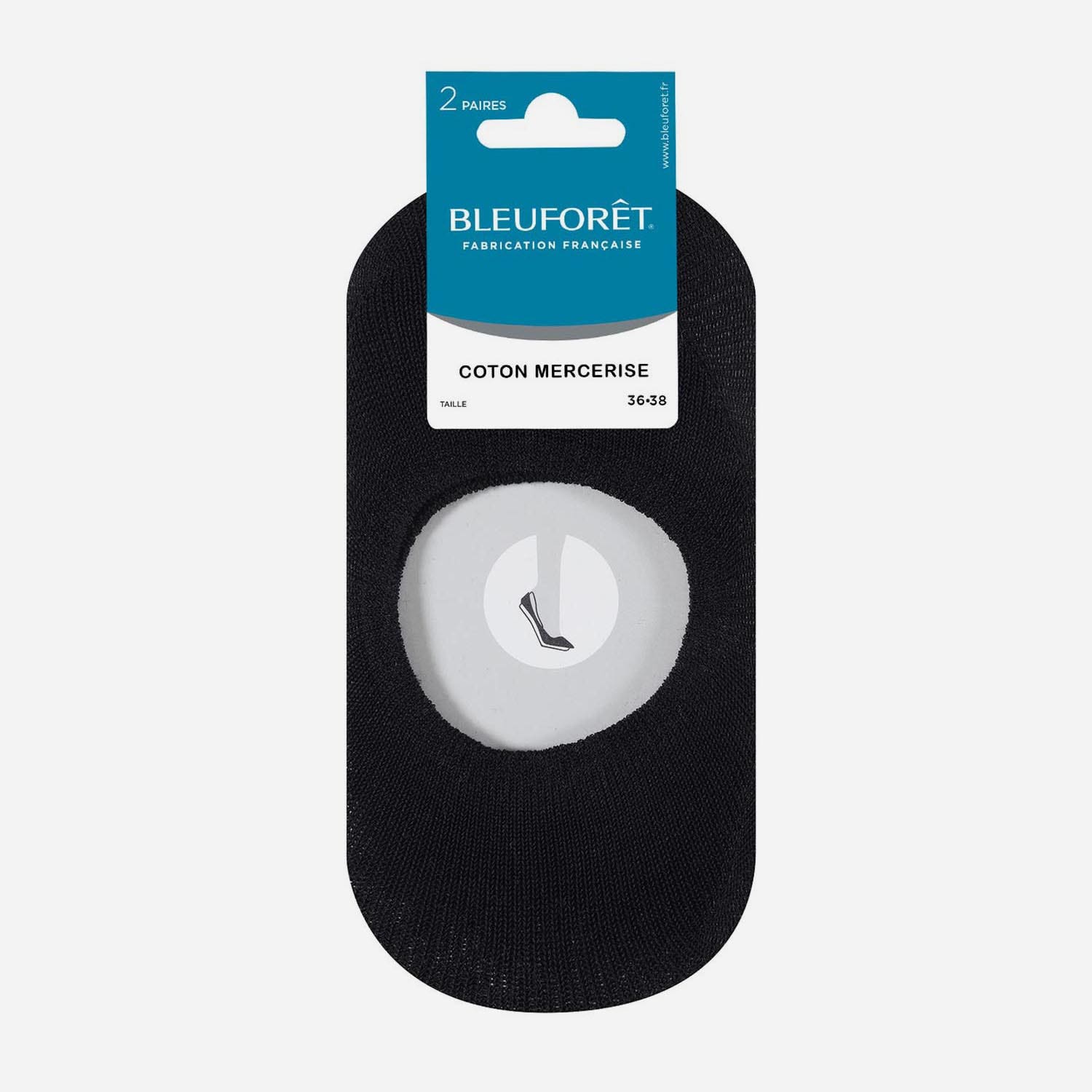2 paires de chaussettes invisibles BLEUFORET noires Pointure 36-38
